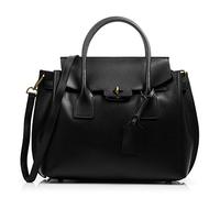 FIRENZE ARTEGIANI. Damen-Handtasche, echtes Leder, Pamelato, Griffe und Reißverschluss, Design: Tote, Shopper für Damen, hergestellt in Italien, 40 x 30 x 15 cm, Schwarz