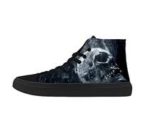 FIRST DANCE Herren Skull Sneaker High Top Skull Punk Rock Joker Print Schuhe Black für Männer Cool US9 EU42