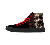 First Dance Skull Shoes for Men Fashion Sneaker High Top Skull Punk Rock Joker Print Shoes Black Shoes for Man Cool US10.5