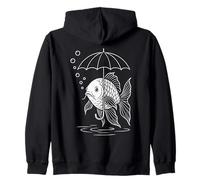 Fisch mit Regenschirm - Minimalistische Grafik Unterwasserlogik Kapuzenjacke