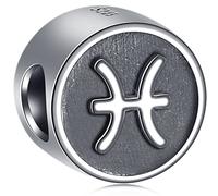 Fische Sternzeichen Charms passen Pandora Schlange Kette Armband, antike Sterling Silber Geburtstag Stern Zeichen Perlen, 12 Konstellation Astrologie Charm, Geschenke für St. Patrick 's Day/Hochzeit