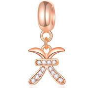 Fische Sternzeichen Charms paßt Pandora Basic Armband - Rose Gold 925 Sterling Silber Halskette Anhänger, 12 Horoskop Dangle CZ Birthstone Perlen, Geburtstagsgeschenke für Tochter/Sohn/Oma