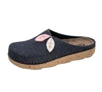 Fischer Damen Hausschuh Blätter Applikation Filz Pantoffel Dicke Sohle 646302, Größe:38 EU, Farbe:Blau