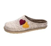 Fischer Damen Hausschuh Herzapplikation Filz Pantoffel lose Einlagen 645006, Größe:42 EU, Farbe:Beige