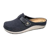 Fischer Damen Pantoffel Filz Klettverschluss Hausschuh Kontrastsohle 646463, Größe:39 EU, Farbe:Blau