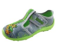 Fischer Kinder Hausschuh aus Baumwolle mit Klettverschluss rutschfest 552346, Größe:30 EU, Farbe:Grau