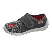 Fischer Kinder Hausschuh für Jungen mit Klettverschluss und Stickerei Boogy, Größe:33 EU, Farbe:Grau