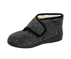 Fischer Markenschuh Unisex - Erwachsene, Damen,Herren, Verbandschuhe, Hausschuhe,warm gefüttert,Klett-Hausschuhe,anthrazit,38 EU / 5.5 UK