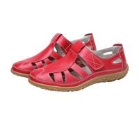 Fischer-Sandalen für Damen, Größe 2026, Sommer, extra breite Passform, geschlossene Zehenpartie, gepolsterte Hausschuhe, atmungsaktiv, orthopädische Sportschuhe, Strand, Gladiator-Sandalen, rot, 39.5
