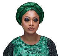 Fischerhut 54 Zopf Hut Muslimische Rüschen Wickelmütze Schlafmützen Satin gefütterte Haarhauben Festival Outfit Damen (Green, One Size)