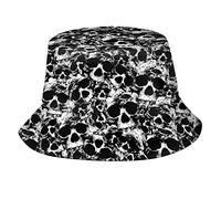 Fischerhut mit lustigem Muster, Unisex, Sommerhut, verstaubar, Strand, Reisen, Fischerhut für Damen und Herren, Modischer Totenkopf, Einheitsgre