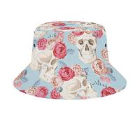 Fischerhut mit Totenkopf-Motiv, für Damen, Herren, Teenager, verstaubar, Sommer, Sonnenhut, Reisen, Outdoor, Unisex, Rosa, Siehe Abbildung, One size