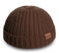 Fisherman Kurze Beanie-Mütze für Herren, Strickmütze mit Totenkopf-Manschette, Trawler-Mütze, stilvolle Uhrenkappe, Winter, warme Mütze für den täglichen Gebrauch, Kaffee, Einheitsgre