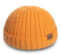 Fisherman Kurze Beanie-Mütze für Herren, Strickmütze mit Totenkopf-Manschette, Trawler-Mütze, stilvolle Uhrenkappe, Winter, warme Mütze für den täglichen Gebrauch, gelb, Einheitsgre