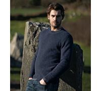 Fisherman out of Ireland Dunkelblauer Merino/Kaschmir Rundhals Herren Pullover M