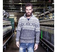 Fisherman out of Ireland Zip Neck Jacquard Pullover Granite S