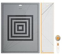 Fiskars Näh-Starterset, Rollschneider mit Ø 45 mm, Selbstheilende A2-Schneidematte (45 x 60 cm / 18 x 24"), Patchwork-Lineal (15 x 60 cm), 3-teilig, 1066046