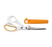Fiskars Razor Edge Schneiderschere, Länge: 21 cm, Rostfreie Stahl-Klinge/Kunststoff-Griffe, Weiß/Orange, Amplify, 1070081