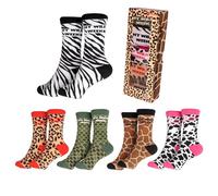 Fisura - Lustige Socken "My Wild Week“ Unisex. Originelle Baumwollsocken für Damen und Herren im 5er-Pack. Bequeme, farbenfrohe Socken mit einzigartigen Mustern.