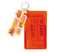 Fisura Origineller Schlüsselanhänger aus Metall mit Kartenhalter und Spruch "No me the Life", Schlüsselanhänger für Damen, rosa und orange, originelles Kartenetui, Geschenk für Frau zum Muttertag oder