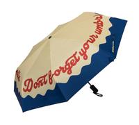 Fisura Original "don't forget your umbrella" beige und blau Regenschirm Damen klein Automatik Reisegröße Winddicht 96 cm Durchmesser geöffnet