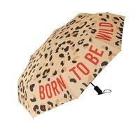 FISURA - Original gestreifter Regenschirm für Damen, klein, automatisch, Reisegröße, winddicht, 96 cm Durchmesser, offen. (Wild, leopard)