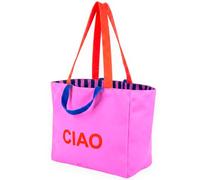 FISURA Original out of the office Strandtasche, groß, wendbar, blau, gestreift, Tote Bag Damen, XXL, Baumwolle, Reisetasche, Einkaufstasche (Ciao, rosa)