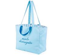 FISURA Original out of the office Strandtasche, groß, wendbar, blau, gestreift, Tote Bag Damen, XXL, Baumwolle, Reisetasche, Einkaufstasche (Modo chiringuito, blau)