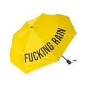 Fisura - Originaler faltbarer Regenschirm f*cking rain“. Mini-Regenschirm in Gelb und Schwarz. Kleiner Damenregenschirm. Automatischer faltbarer Regenschirm. Reise-Regenschirm.