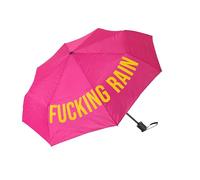 Fisura - Originaler faltbarer Regenschirm "f*cking rain“. Mini-Regenschirm in Rosa und Gelb. Kleiner Damenregenschirm. Automatischer faltbarer Regenschirm. Reise-Regenschirm.