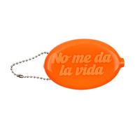 Fisura - Ovale Münzbörse aus Gummi “No me da la vida” in Orange. Retro-Geldbörse mit Kette, Mini-Tasche für Hosentasche, Unisex Accessoire, originelles Geschenk. 1 Stück.