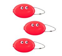 Fisura - Ovale Münzbörse aus Gummi “Ojos” Augen in Rosa. Retro-Geldbörse mit Kette, kompakte Unisex Geldtasche für unterwegs, kreatives Geschenk. 3 Stück.