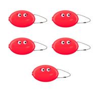 Fisura - Ovale Münzbörse aus Gummi “Ojos” Augen in Rosa. Retro-Geldbörse mit Kette, kompakte Unisex Geldtasche für unterwegs, kreatives Geschenk. 5 Stück.