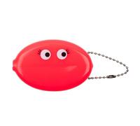 Fisura - Ovale Münzbörse aus Gummi “Ojos” Augen in Rosa. Retro-Geldbörse mit Kette, kompakte Unisex Geldtasche für unterwegs, kreatives Geschenk. 1 Stück.