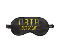 Fisura - Schlafmaske "late but great". Weiche Schlafmaske. Originale schwarze Augenmaske. Ultrasanfte Schlafmaske mit elastischem Gummiband. 20 x 10 cm.