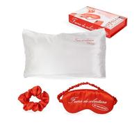 Fisura - Schlafset “No molestar”. Bestehend aus: Kissenbezug aus Satin (50x70 cm), weichem Scrunchie und entspannender Maske. Besonderes Geschenk für Damen.