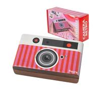 Fisura - Schmuckkästchen aus Holz “Retro-Kamera” in Rosa und Rot. Organizer für Damen. Aufbewahrung für Ohrringe, Ringe, Armbänder und Halsketten. Geschenkidee. 16,6 cm x 9,8 cm x 5 cm