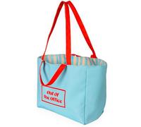 FISURA Original out of the office Strandtasche, groß, wendbar, blau, gestreift, Tote Bag Damen, XXL, Baumwolle, Reisetasche, Einkaufstasche