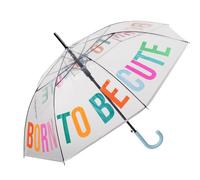 Fisura - Transparenter Regenschirm “born to be cute” mit bunten Buchstaben. Automatischer Regenschirm mit Knopf für Jugendliche. Windfest. Durchmesser von 103 cm.