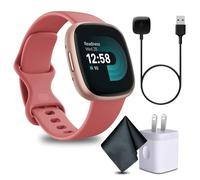 Fitbit Versa 4 Fitness Smartwatch mit täglicher Bereitschaft für Damen und Herren mit Reinigungstuch und Ladegerät (Pink Sand/Copper Rose)