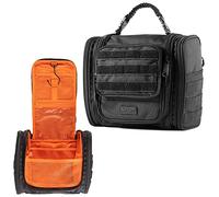 Fitdom Taktischer Kulturbeutel zum Aufhängen, für Damen und Herren, perfekt für Reisen und Aufbewahrung für Kosmetik, Haarschneider, Zahnbürste, Dusche, Rasur und Pflege, jet black, Hängendes Dopp-Set