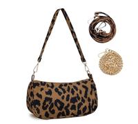 FITDON Handtasche Damen Klein Umhängetasche, Cord Hobo Bag Schultertasche Y2K Crossbody Bag Mini Retro Achsel Tasche mit 3 abnehmbaren Schultergurten, Leopard