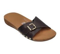 Fitflop Pantoletten iQUSHION ADJ Buckle Leather Slides Choco, Größe:39 EU