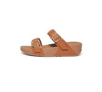 Fitflop Damen Adjustable Leather Buckle LULU Verstellbare Leder-Slides, Helles Hellbraun, 41 EU