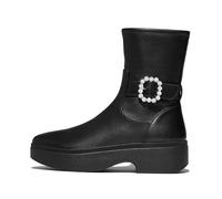 Fitflop Damen F-luma Crystal-Buckle Leather Short Boots Stiefelette, Schwarz, 42 EU