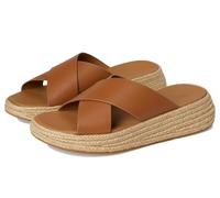 Fitflop Damen F-Mode Espadrille Leather Flatform Cross Slides Schiebe-Sandalen, Deep Tan, 40 EU