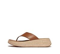 Fitflop Women's F-Mode Espadrille Leather Flatform T/Post Sandals, Deep Tan, 42 EU