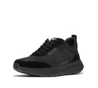 Fitflop Damen F-Mode Flow Fabric/Suede/Leather Flatform Sneakers Sneaker, Schwarz, 38 EU