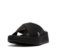 Fitflop Damen F-mode Leather Flatform Cross Slides Keilsandale, Schwarz, 41 EU