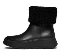 Fitflop Damen F-Mode Shearling-Collar Zip-up Leather Ankle Boots Stiefelette, Schwarz, 40 EU